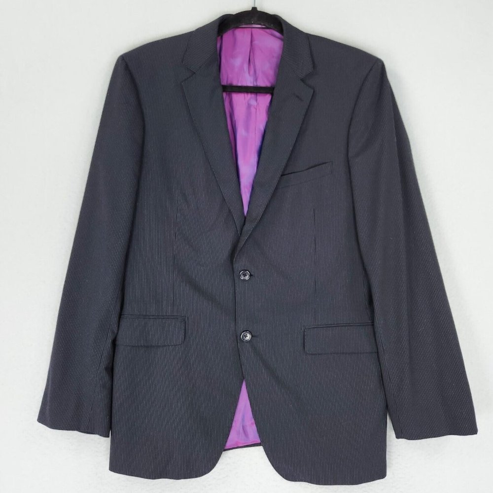 Paul Betenly Blazer Jacket Mens 40 Navy Blue Roberto Pinstripe Ceramica Suit